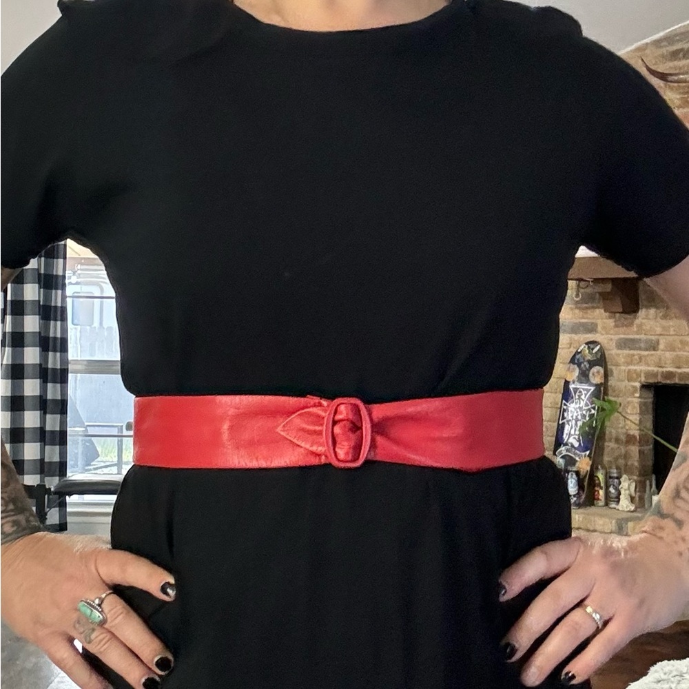 Elegant Vintage Red Leather Belt